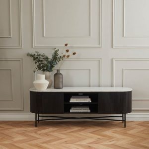 ROS-OUT-00034 Grade-B Roseland Furniture Milo Mango & Marble Fluted Wide TV Media Unit RRP £749.95